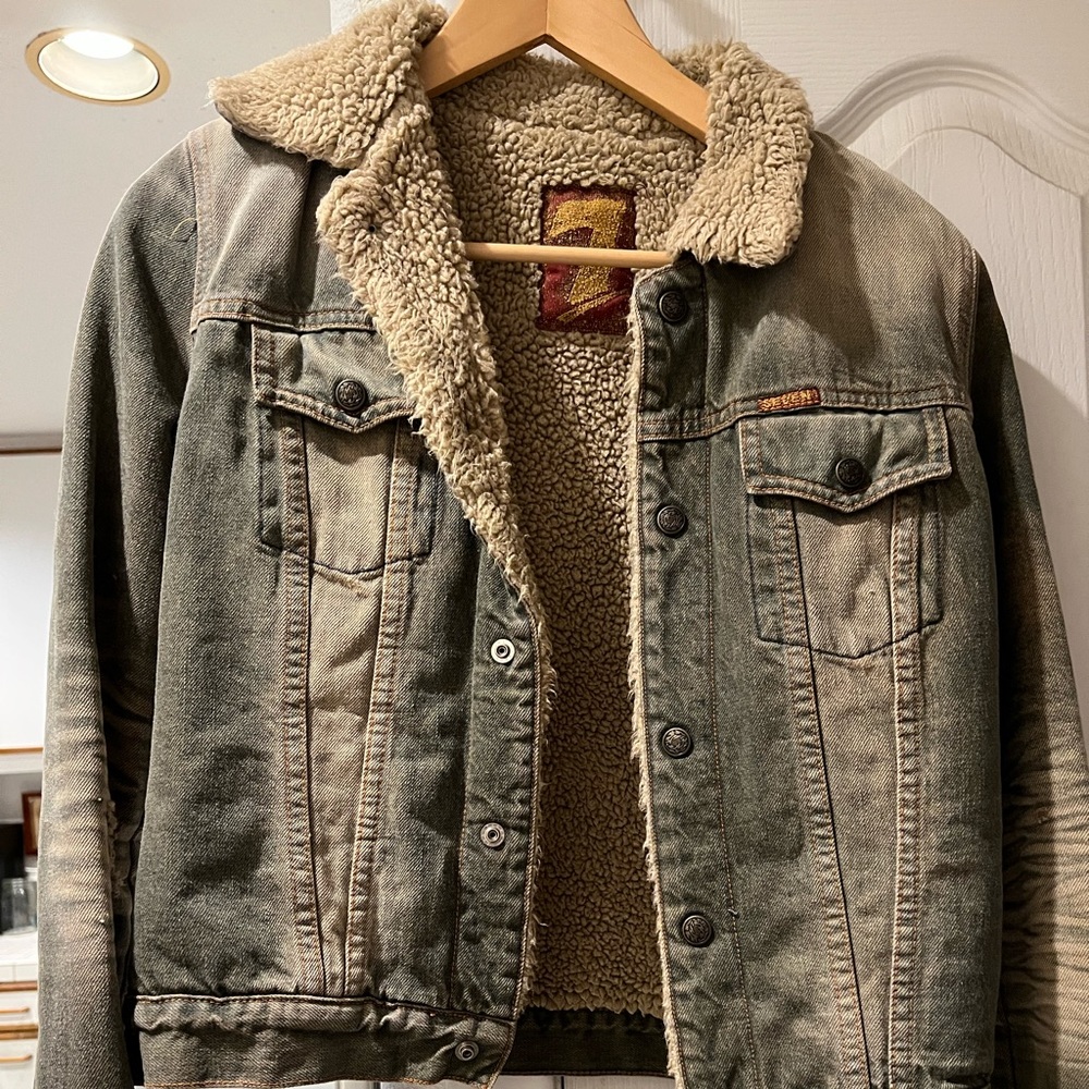 7 for all mankind grey Jean jacket. Lined. Used size S